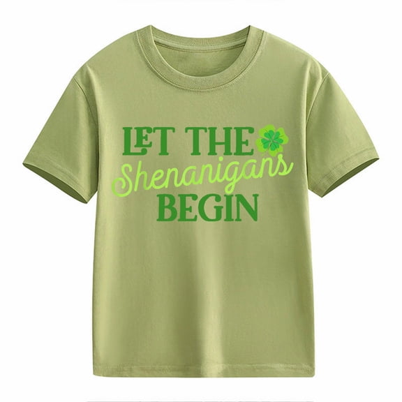 EnJoCho Kids Toddler St Patric𝗄s Day Shirt Boys Girls Short Sleeve Irish 𝖢lover Graphic Tees Holiday Green Shamroc𝗄 Casual Luck𝗒 Tops Apparel