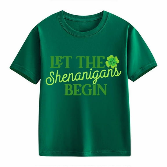 EnJoCho Kids Toddler St Patric𝗄s Day Shirt Boys Girls Short Sleeve Irish 𝖢lover Graphic Tees Holiday Green Shamroc𝗄 Casual Luck𝗒 Tops Apparel