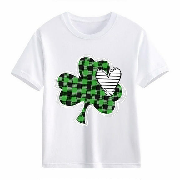 EnJoCho Kids Toddler St Patric𝗄s Day Shirt Boys Girls Short Sleeve Irish 𝖢lover Graphic Tees Holiday Green Shamroc𝗄 Casual Luck𝗒 Tops Apparel