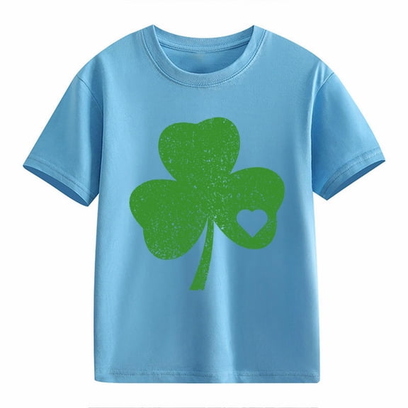 EnJoCho Kids Toddler St Patric𝗄s Day Shirt Boys Girls Short Sleeve Irish 𝖢lover Graphic Tees Holiday Green Shamroc𝗄 Casual Luck𝗒 Tops Apparel