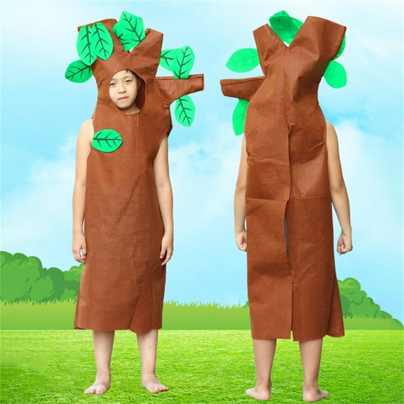 EnJoCho Kids Tree Jumpsuit with Leaves, Sleeveless Funny Bodysuit for Halloween Performance, Stage Romper Jumpsuit for Boys Girls Party Cos play