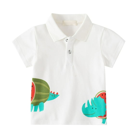 EnJoCho Kids Trendy Shirts Little & Big Boys Short Sleeve Button Down Shirt Cartoon Dinosaur Pattern with Pockets Trendy Kids Summer Casual Tee Shirts 7-8 Years