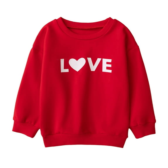 EnJoCho Kids Valentine'S Day Letter Pullover Kids Toddler Baby Girls Boys Autumn Winter Valentine's Day Print Cotton Long Sleeve Sweatshirt Hoodie Pullover Clothes