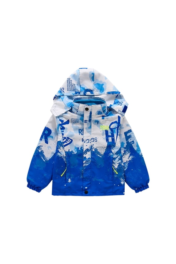 Kids Waterproof Hiking Jackets Boys Waterproof Fleec𝖾 Jacket Windproof Coat Kids Outdoor Lightweight Hiking Skiing Hood Jacket