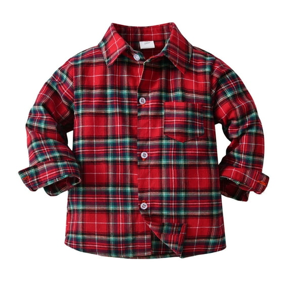 EnJoCho Kids Winter Autumn Blouse Toddler Boys Long Sleeve Red Plaid T Shirt Tops Coat Outwear Small Kids Boy Girl Stylish Casual Party Wedding Clothes