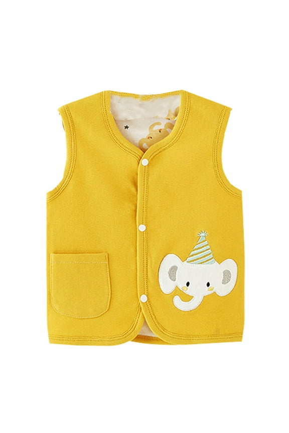 Kids Winter Soft Clothing Toddler Baby Boys Girls Winter Sleeveless Cartoon Coat Outwear Warm Coat Vest Jacket Double Wearing Elephant Tiger Bear Little Child Trendy Comfort Vest Casual Wear