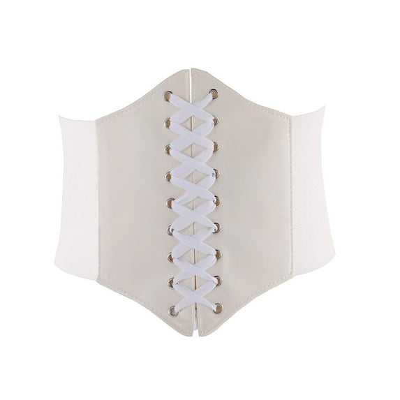 EnJoCho Lace Up Waspie Corset Belts For Women Elastic Waist Belt Tied Retro Wide Belt Elvin Halloween Wench Corset Elegant Dress Accessory