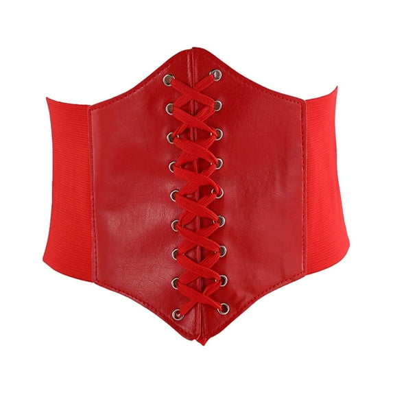 EnJoCho Lace Up Waspie Corset Belts For Women Elastic Waist Belt Tied Retro Wide Belt Elvin Halloween Wench Corset Elegant Dress Accessory