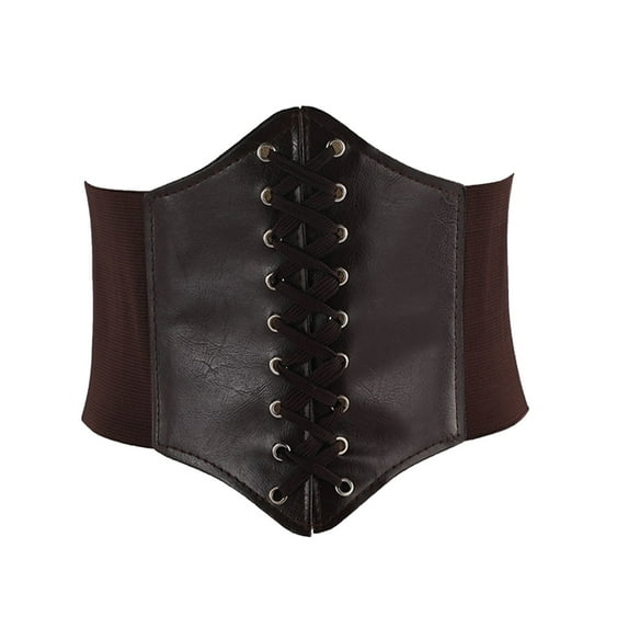 EnJoCho Lace Up Waspie Corset Belts For Women Elastic Waist Belt Tied Retro Wide Belt Elvin Halloween Wench Corset Elegant Dress Accessory