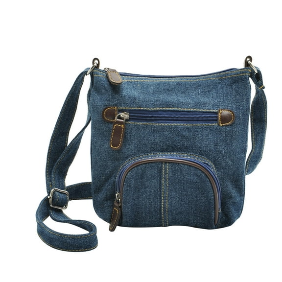 EnJoCho Ladies Fashion Solid Color Denim Multi Functional Zipper Casual Messenger Bag Trendy Casual Crossbody Bags for Men Women Clearance