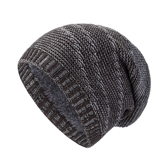 Generic Ladies Vintage Style Knit Beanie Female Modern Ribbed Knit Beanie Womens Mens Two Tone Twill Knit Pile Hat Winter Warm Hat Trendy Unisex Pullover Hat Men