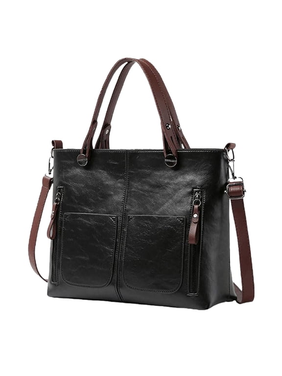 Ladies Vintage Leather Shoulder Bag Large Capacity Tote Bags Women Crossbody Bag Multi Pocket Shoulder Handbag Trendy Casual Crossbody Bags for Men Women Girl Boy