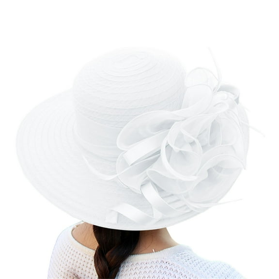 EnJoCho Lady Church Derby Dress Cloche Hat Fascinator Floral Tea Party Wedding Bucket Hat Spring Summer Mesh Sunshade Hat Sun Dome Large Brim Hat Fashion Hat For Woman
