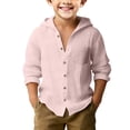 thumbnail image 1 of EnJoCho Linen Shirt Boys Long Sleeve Button Down Beach Hoodie Shirts Casual Cotton Hawaiian Hooded T-Shirts Teen Boys Soli𝖽 Boys Linen Blend Casual Shirt, 1 of 4