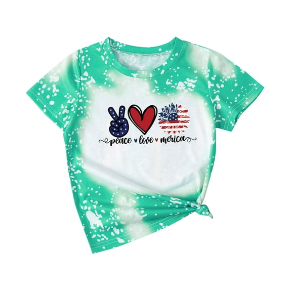 EnJoCho Little Children Daily Blouse Kid Toddler Independence Day American Printed Tees Tops Boys Girls Fashion Short Sleeve Gradient Color Casual T Shirts Unisex Top