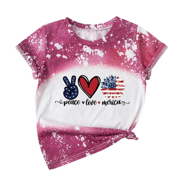 EnJoCho Children's Daily Tops Kid Toddler Shirts 4th Of July 3D Graphic Printed Tees Boys Girls Novelty Fashion Short Sleeve T Shirts Unisex Casual Tops Features: Cute Trendy Tops