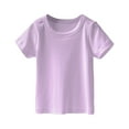 thumbnail image 1 of EnJoCho Little Children Summer Blouse Toddler Girls Solid Color T Shirt Knitted Striped Round Neck Short Sleeve Tees For 1 To 7 Years, 1 of 4
