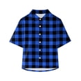 thumbnail image 1 of EnJoCho Children's Trendy Shirts Western Toddler Baby Boy Clothes Plaid Letters Print Shirts Short Sleeve Button Down Lapel Neck Tops Summer T Shirt 7-8 Years, 1 of 4