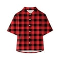 thumbnail image 1 of EnJoCho Children's Trendy Shirts Western Toddler Baby Boy Clothes Plaid Letters Print Shirts Short Sleeve Button Down Lapel Neck Tops Summer T Shirt 13-14 Years, 1 of 4
