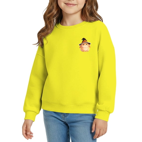 EnJoCho Little Girls Fleece Hooded Sweatshirt, Long Sleeve Oversized Printed Fashion, Crew Neck Pullover for Fall Halloween Holiday Family Outdoor Activities