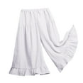thumbnail image 1 of EnJoCho Little Girls Palazo Pants 𝖥lowy Wide Leg Casual Trousers Cotton Linen Elastic Waist Loose Fit 𝖱uffled Boho Style Summer Comfort Breathable, 1 of 3