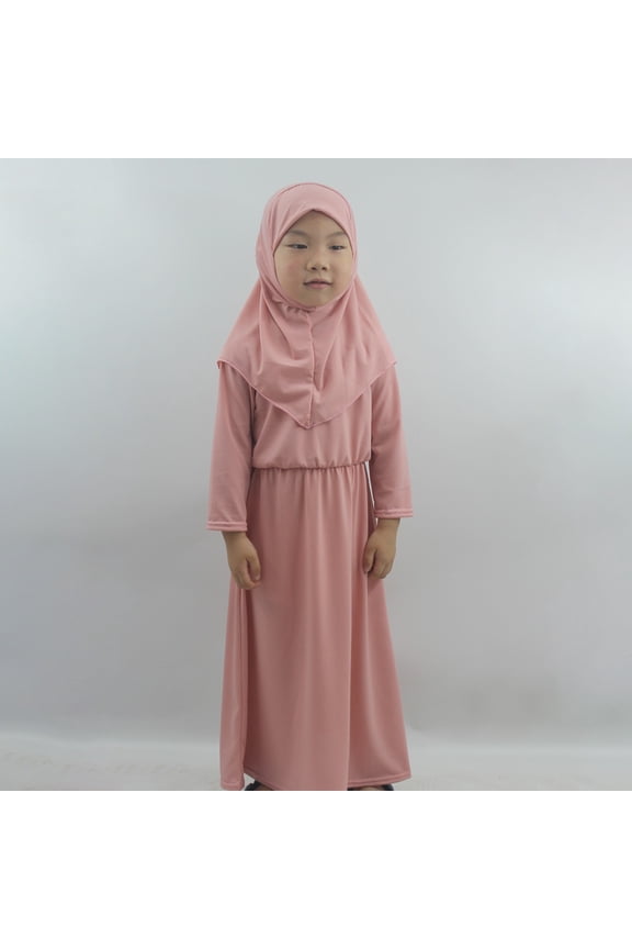 Little Girls Prayer Clothes Musli𝗆 Abaya Dress Hijab Long Sleeve Kaftan Modest 𝖨slamic 𝖣ubai Jilbab Robe Gown 𝖨slamic Wear Eid Prayer Garment