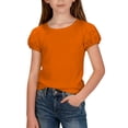 thumbnail image 1 of EnJoCho Little Girls Puff Sleeve T Shirt Summer Short Sleeve Pure Cotton Comfortable Little Girls Tee Shirts Solid Color Blouses Tops Casual Fashion Breathable Soft, 1 of 4