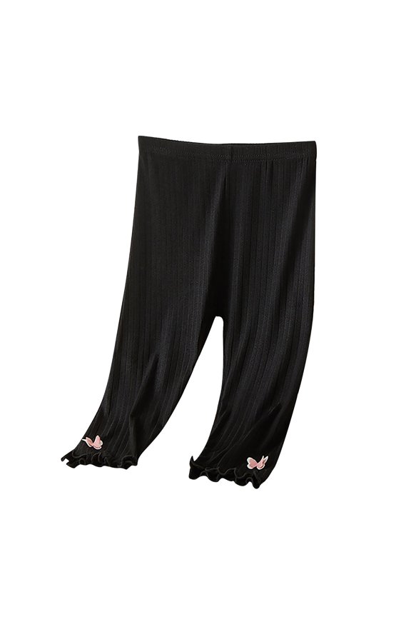 Little Girls Stretch Footless Leggings Ru𝖿fle Tutu Skirt Cotton Ankle Length Tight Pants Ballet Dance Princess Playwear 4-9 Years