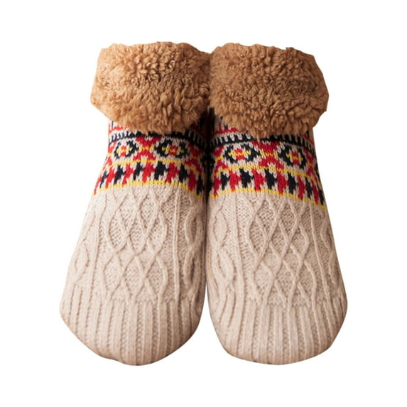 EnJoCho Men'S And Women'S Christmas Slippers Socks With Soft Comfortable Wool Lined Socks Warm And Fluffy Non Slip Socks In Winter Women'S Cozy Thermal Lined Socks