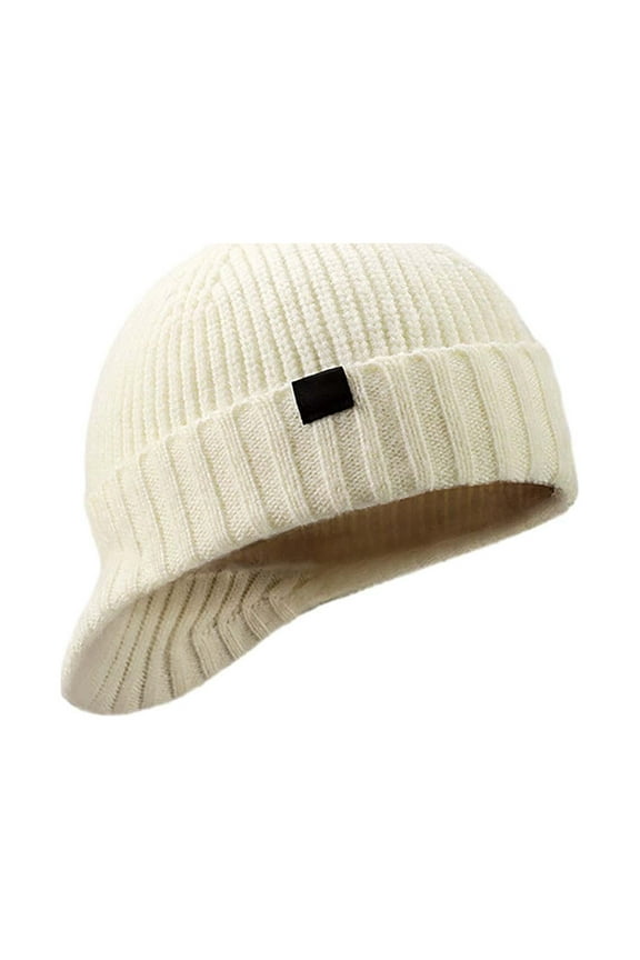 Men's Beanie Hat Earflap Hat Knitted Beanie Black Wool Roll Up Edge Outdoor Vacation Plain Windproof Warm Gender-Neutral Aran Knit Wool Beanie Women'S Modern Ribbed Knit Slouchy Hat