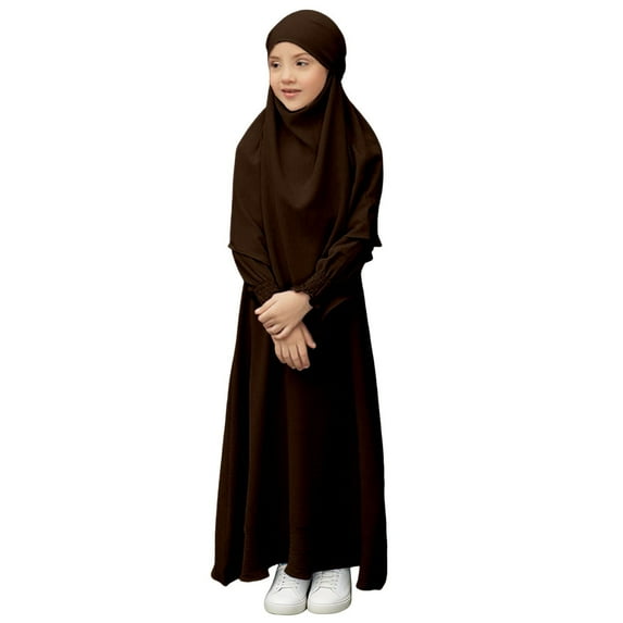EnJoCho Musli𝗆 Dress for Girls Islami𝖼 Prayer Abaya Dress Long Sleeve Kaftan Robe Maxi Dress with Hijab Kids Ramadan Eid Outfit Burka