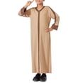 thumbnail image 1 of EnJoCho Muslim Girl Dress Abaya Kids Islamic Kaftan Ramadan Prayer Long Robe Button Down Batwing Sleeve Gown Dress, 1 of 7
