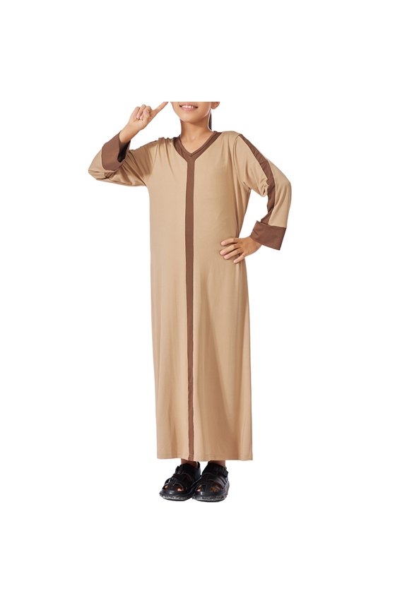 Muslim Girl Dress Abaya Kids Islamic Kaftan Ramadan Prayer Long Robe Button Down Batwing Sleeve Gown Dress