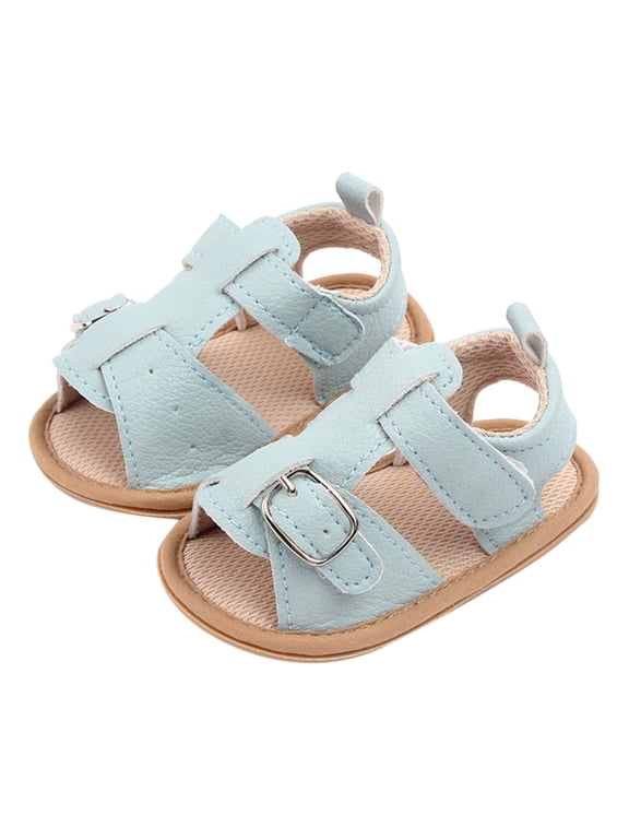 Open-Toe Toddler Sandals for Boys Girls, Solid Color First Walker Shoes with Non-Slip Sole, Water-Friendly Summer Flat Sandals for Poolside & Shower Use