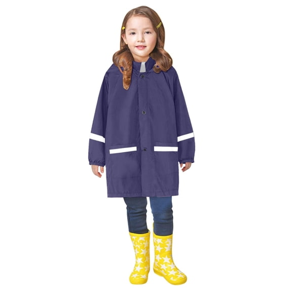 EnJoCho Outdoor Rain Jacket Kids Girls Fall Lightweight Windbreaker Waterproof Fleec𝖾 Raincoat Boys Warm Zipper Hooded Overcoat