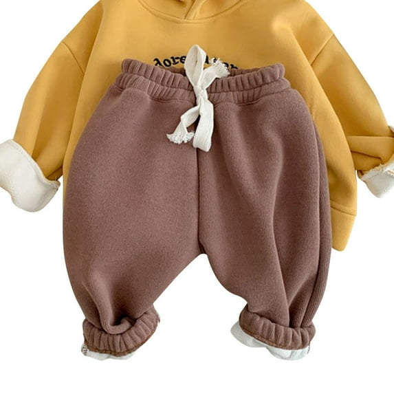 EnJoCho Pants for Babys Toddler Kids Boys Girls Lined Striped Sweatpants Cotton Striped Elastic Waist Active Jogger Fall Winter Warm Pants Leggings Clearance 3-4 Years
