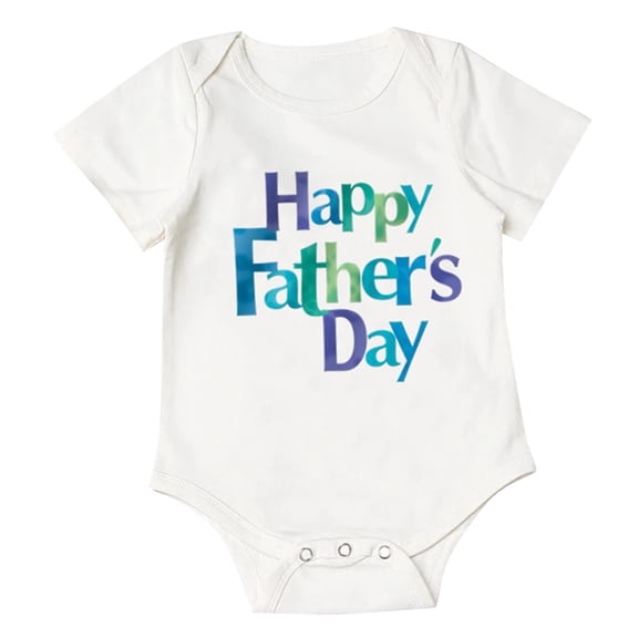 EnJoCho Parent-Child Matching Celebration Romper -Best Dad Printed Short Sleeve Bodysuit with Heart Details, Photoshoot-Ready Baby Outfit for Special Moments (0-3 Months,White)
