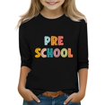 thumbnail image 1 of EnJoCho Preschool First Day of School Shirt Boys Girls Back-to-School Colorful Letter Graphic Long Sleeve Little Kid Casual Tee Top Toddler Girl Crewneck School Tee, 1 of 3
