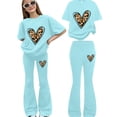 thumbnail image 1 of EnJoCho Preschool Girls Matching Shirt and Shorts Set for First Day of School Girls Summer Clothes Leopard Print Short Sleeve Crewneck T-Shirts and Elastic Waist Casual Pants 2 Pcs Outfits, 1 of 9