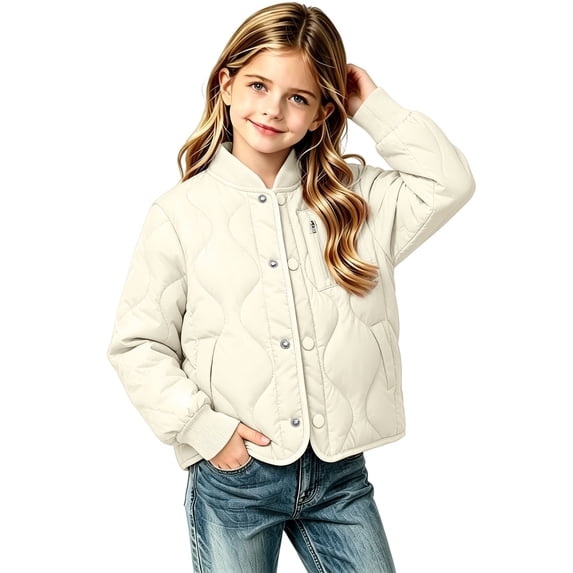 EnJoCho Quilted Jackets for Girls Boys Lightweight Button Down Puffer Coat Boys Girls Quilted Jacket Snap Front Ribbed Collar with Pockets Lightweight Coat for School Family Trips and Weekends