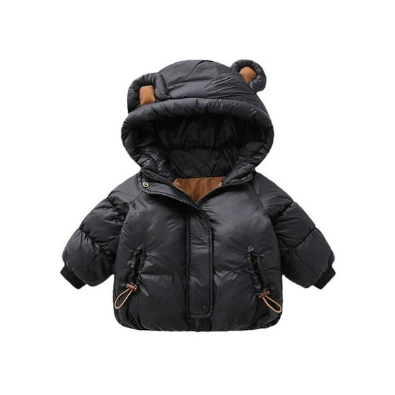 EnJoCho Toddler Boys Girls Down Puffer Jacket Hooded Fleec𝖾 Lined 3D Ear Padded Winter Coat Thermal Insulated Outerwear with Pockets