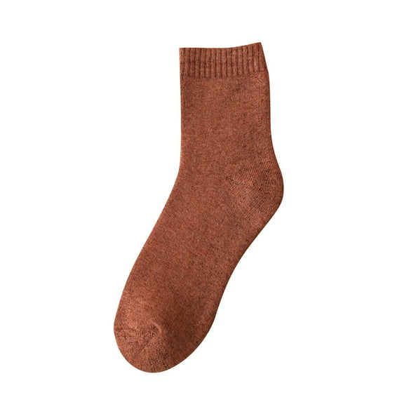 EnJoCho Ribbed Crew Socks For Women, Womens Socks In Autumn And Winter Plus Velvet Padded Warm Towel Socks Solid Color Ladies Long Cotton Socks Gifts For Women
