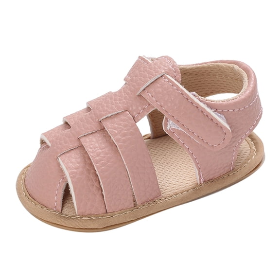 EnJoCho Roman-Style Buckle Sandals, Round-Toe Flat Sole with Adjustable Straps, Lightweight Summer Footwear for Toddler Boys Girls Beach Trips & Park Adventures