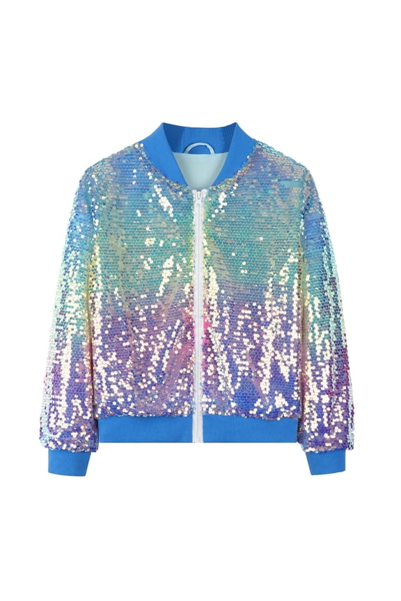 Sequin Jackets for Girls Kids Boys Glitter Sparkly Bom𝖻er Varsity Birthday Party Shiny Outwear Clothes Girls Sequin Bom𝖻er Jacket