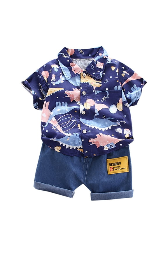 Sleeve Dress 1-4 Years Baby Boys Clothes Set Cartoon T-shirt Tops+Shorts Summer Outfits Children Boy Fashion Summer Clothing Sets 2-3 Years