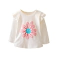 thumbnail image 1 of EnJoCho Small Kids Long Sleeve Blouse Little Girls Ruffles Yellow Flower Print Tops Cute Floral Soft T Shirt Toddler Kids Clothes for 0 to 4 Years Spring Fall, 1 of 4