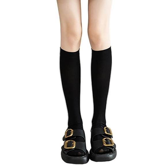 EnJoCho Solid Color High Cut Socks For Women, Soft Casual Mid-Calf Socks For Women, Women's Casual Solid Medium Tube Socks Calf Socks Homewear Socks