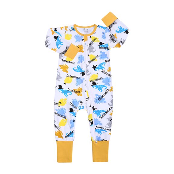 EnJoCho Spring Outfits for Toddler Boys Girls Baby Sleep Play Pajamas Romper Jumpsuit Printed Clothing Cotton Romper Zip Front Outfits Toddler Trendy Bodysuit Party Wear Home Casual Clothing