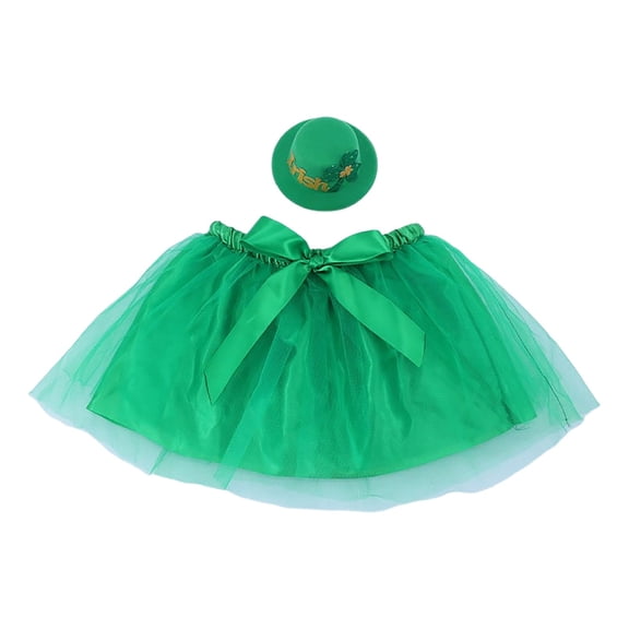 EnJoCho St Patric𝗄s Day Costum𝖾 Set Green Headband Shamroc𝗄 Hair Hoop LED 𝖢lover Light Up 𝖳utu Skirt Glow Skirt Illuminated Party Outfit for Girls Holiday Dress