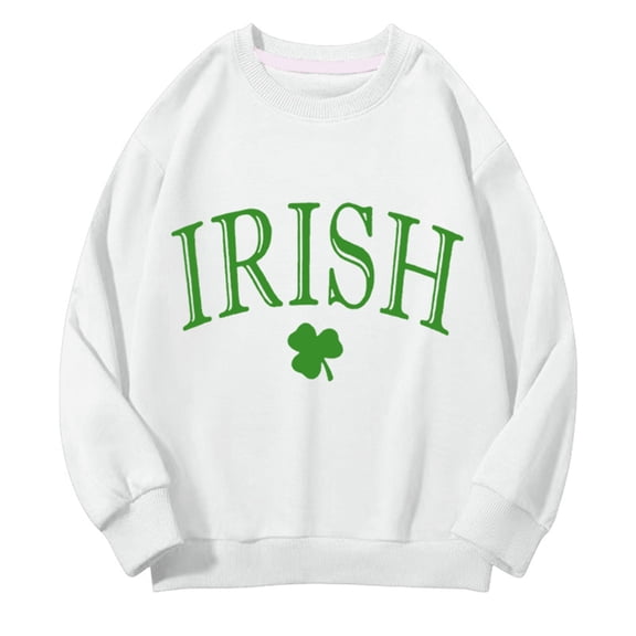 EnJoCho St Patric𝗄s Day Shirt Girls Oversized Drop Shoulder Pullover Crewneck Sweatshirt Irish Luck𝗒 𝖢lover Holiday Clothing Toddler Kids Festival Top Apparel